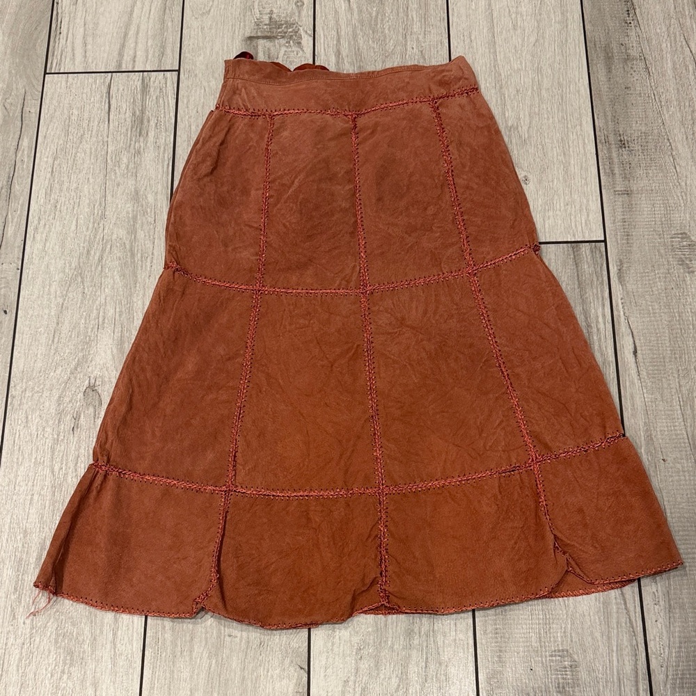 Vintage 100% Suede and stitch Midi Skirt